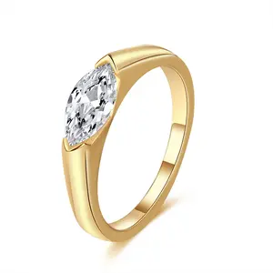 “1CT Marquise Shape Synthetic Moissanite Ring – 925 Sterling Silver, Daily Wear, Birthday Present, Fine Jewelry”