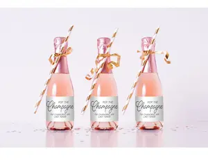 Mini Champagne wine bottle labels Pop the Champagne I'm changing my last name bridesmaid proposal, Bridal Shower Bachelorette