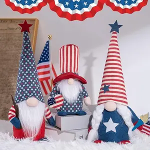 4th of July Patriotic Gnomes Decorations - 3PCS Handmade Gnomes American Stars&Stripes Plush Elf Scandinavian Tomte Veterans Memorial Day Gift - Fourth of July Independence Day Table Ornament