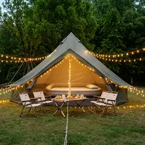 Oxford Bell Tent for Family Camping, 9.8ft Spacious Round Yurt Tent with Stove Jack, Waterproof Oxford Fabric 4-Season Hot Tent Shelter, Large Glamping Tent Accommodates 3-4 People, Green Outdoor Camping Tent for Family, Festival, Backyard