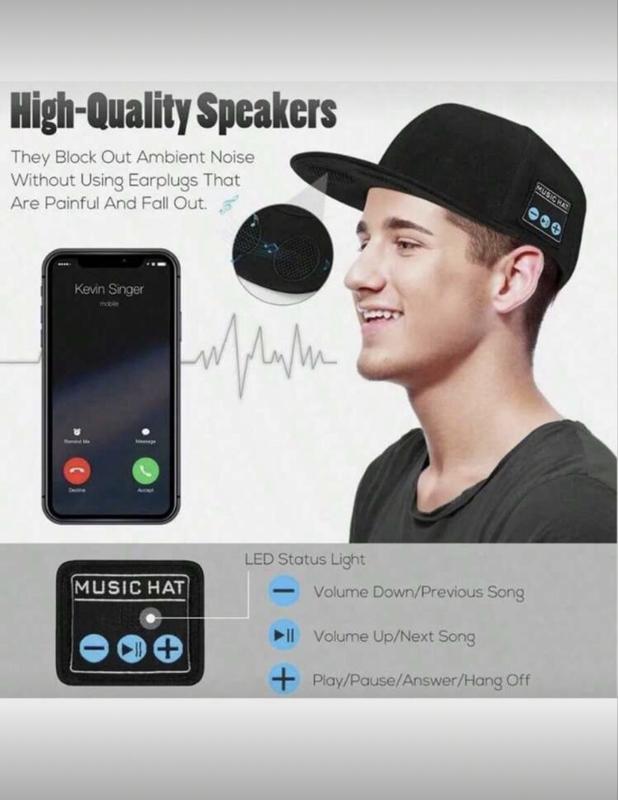 Bluetooth Music Smart Baseball Cap 25.19 Inches Adjustable Cap Circumference, Touch Control Interactive System + 10 Hours Of Battery Life Outdoor Sports Commuting Equipment, Touch Panel Through The 20,000 Times Of Durability Test, Applicable To The Crowd