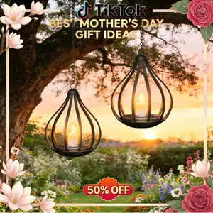 Solar Garden Lights Outdoor, Metal Solar Water Drop Shape Candle Lantern 2026 New Design with Flickering Effect & Reflective Patterns, IP65 Waterproof, 20.5 CM × 15.5CM,Outdoor Solar Powered Lights for Garden, Patio, Pathway
