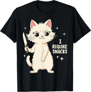 Cute Hungry Kitty I Require Snacks Funny Cat Lover T-Shirt