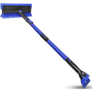 56 Inch Truck Snow Brush Scraper Long Handle, Duty Extendable Snow for SUV, Windshield Ice Scraper with Foam Grip for Car Automobile Vehicle Window - Blue