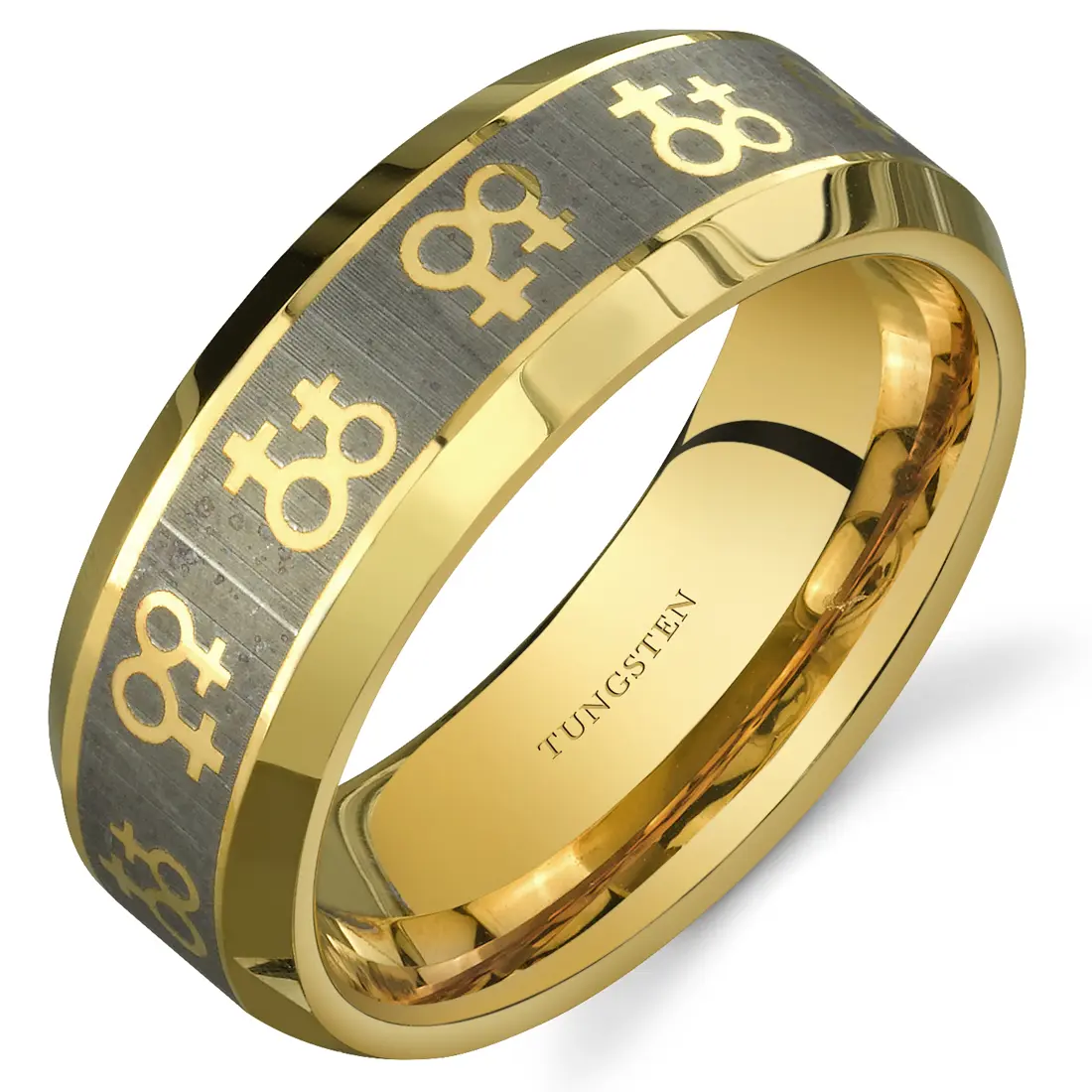 8mm Tungsten Band Double Venus Symbol Design Daily Engagement Birthday Anniversary Male Female