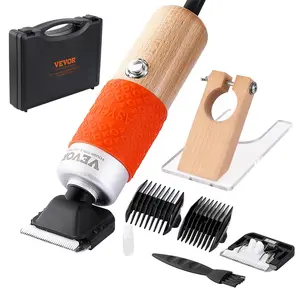 VEVOR Carpet Trimmer with Shearing Guide, 200W Electric Speed Adjustable Rug Carver, Wooden Handle Carpet Carving Clippers, Tufting Shears with 2 Blades, for Handmade Rug Cleaning and Tufted Rug