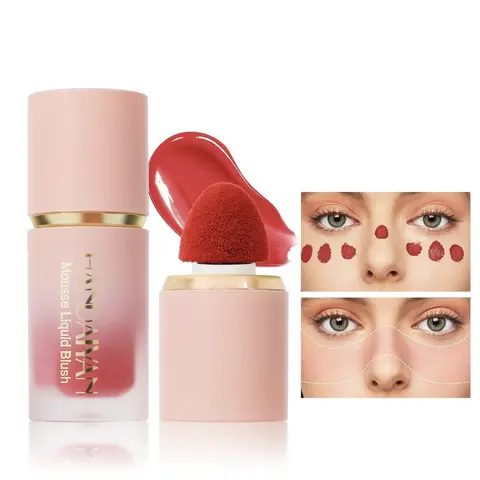 Adult Cheek Makeup Cosmetics Set - Alcohol-Free Colored Liquid Blush Stick, Pressed Powder, Glow-Matte Switch Duo, Bright Blush for Normal Skin Everyday Use, Aesthetic Fall Cosmetic Gift for Adults