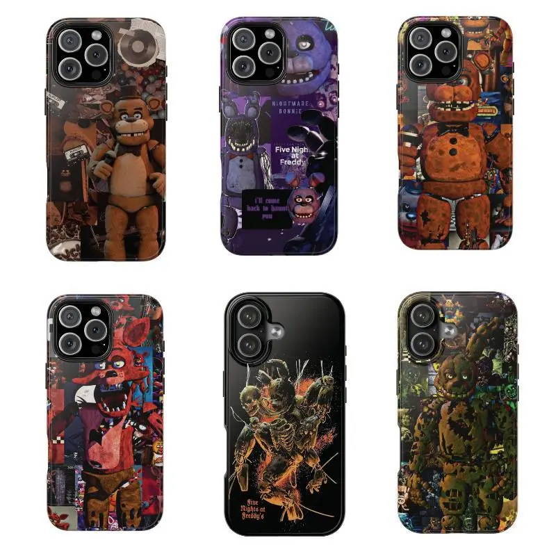 Five Nights At Freddy Two-In-One Film Case - Durable, Shock-Absorbing, and Trendy Protection - for iPhone17 16, 15, 14, 13, 12 Plus, Pro, Max, and Samsung S25-22 Perfect Birthday Gift for Friends