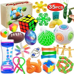 Fidget Toy Set, 35 count Sensory Toy for ADD, OCD, Autistic Children, Adults, Anxiety Autism to Stress Relief and Anti Anxiety with Motion Timer, Perfect for Classroom Reward with Gift Box