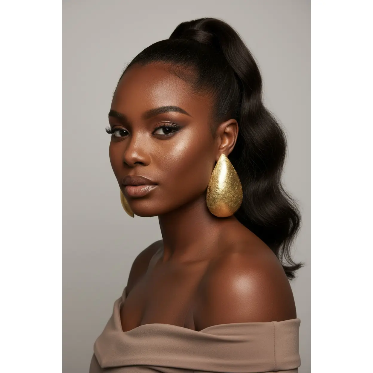 Teardrop Stud Earrings Gold