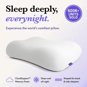 Cushion Lab Deep Sleep Pillow, Patented Ergonomic Contour Design for Side & Back Sleepers, Orthopedic Cervical Shape Gently Cradles Head & Provides Neck Support & Shoulder Pain Relief - Calm Grey