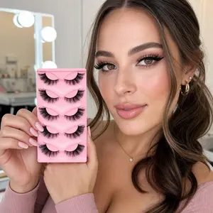 30 Pairs Pre-Glued False Lashes – No Glue Needed, Soft Glam Wispy Dramatic Lash Set, Reusable Eyelashes Fluffy Lightweight Makeup Pack Daily Cosmetic