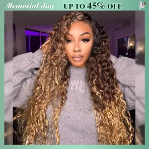 STERLY 200% Density 13x6 Lace Ombre Deep Wave Frontal Human Hair Wig Smooth HD Transparent Lace Front Wig 250% Density #P4/27 Highlight Deep Wave Wig #4 Chocolate Brown Wig #Summervibes #tiktokshopmemorialday