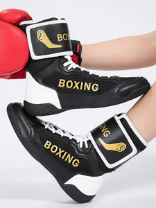 Men's Boxing Training Shoes, Non-slip Grip Tread Professional Wrestling Shoes, Tear-resistant Upper & Ankle Lock Sports Shoes for Pro Wrestlers