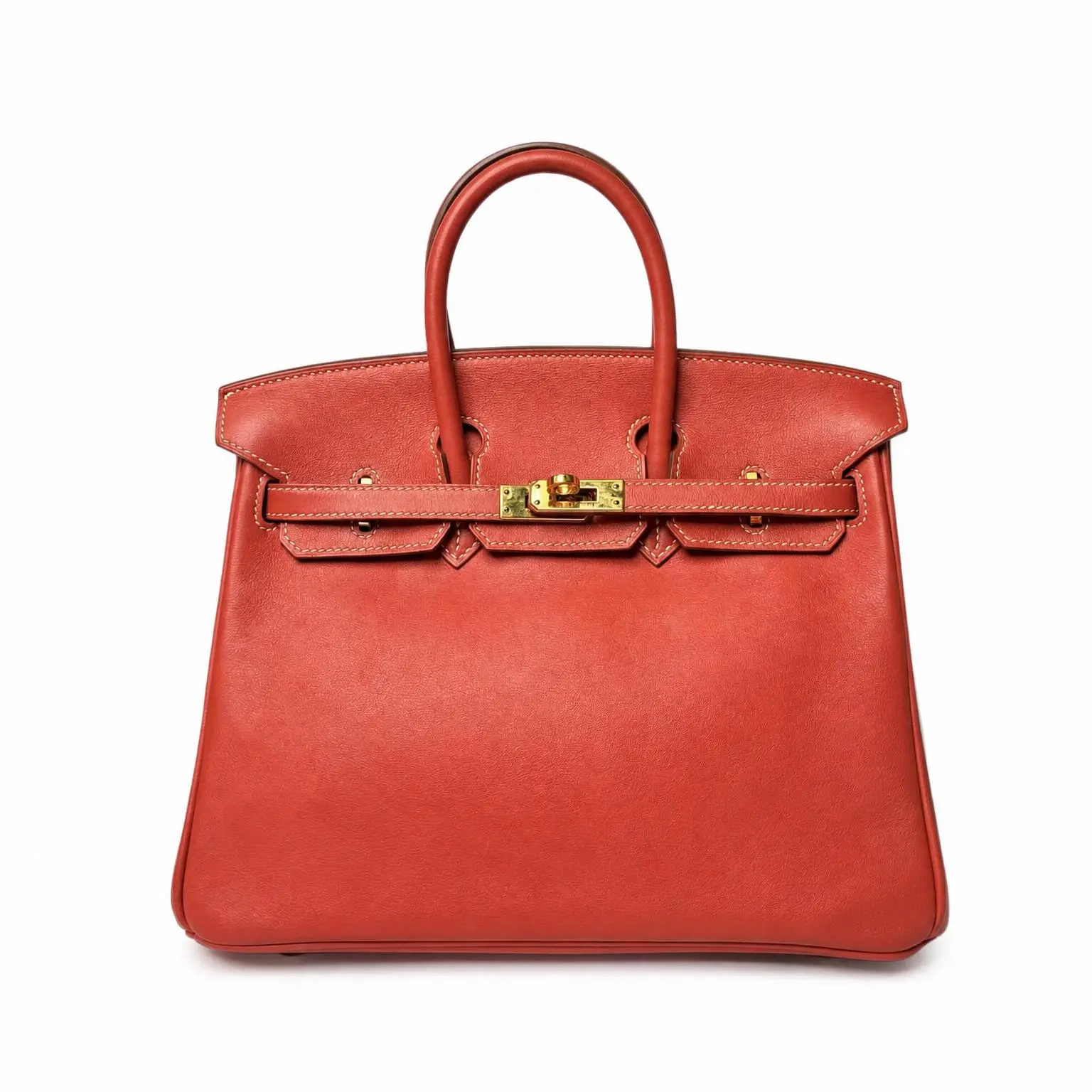 Pre-owned HERMÈS X Top Handle Bags Sanguine Fjord Birkin 25 Gold Hardware Red 2607160003