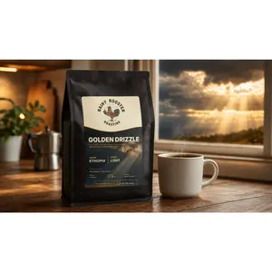 Golden Drizzle (Ethiopia Natural single-origin) Artisan roasted coffee beans. We don't roast until you order to ensure we get the freshest coffee right to your doorstep