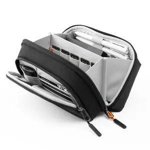 Inateck Electronics Organizer, Water-resistant Travel Cable Organizer, Portable Tech Pouch, Electronics Accessories Carrying Case, Storage Bag for Cable, Cord, Charger, Phone, Earphone, Black gray multi-function