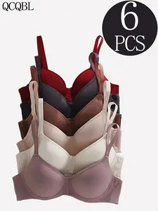 6-Pack UItra-Soft Seamless Push-Up Bras - Comfortable Everyday Support, Elegant Style,Breathable Cups, Versatile Value Set For Women Of All Shapes And Sizes - Perfect For DailyWear, Lounging, And Layering Under Favorite Tops