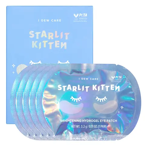 I DEW CARE Korean Brightening Hydrogel Eye Patch l Starlit Kitten | Anti-wrinkle Eye Patch, Reduce Dark Circles, Fine Line, Pufffy Eyes, with Caffeine, Hyluronic Acid, Niacinamide, Brightening and Lifting Eye Care