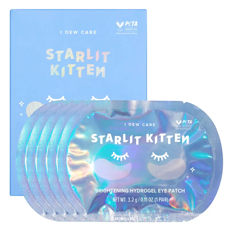 I DEW CARE Korean Brightening Hydrogel Eye Patch l Starlit Kitten | Anti-wrinkle Eye Patch, Reduce Dark Circles, Fine Line, Pufffy Eyes, with Caffeine, Hyluronic Acid, Niacinamide, Brightening and Lifting Eye Care