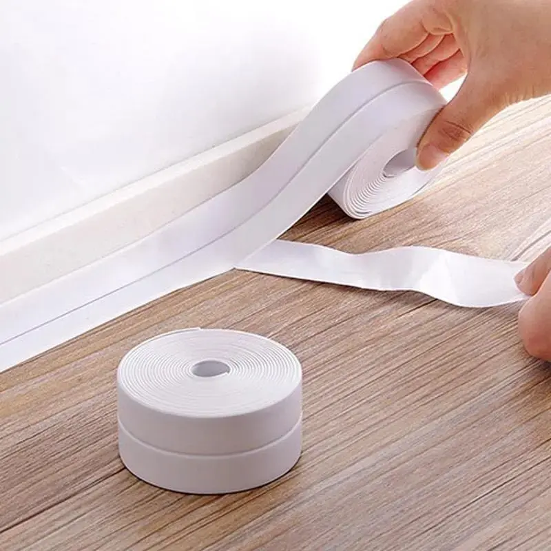 White Waterproof Caulk Tape Self-Adhesive Waterproof Caulk Tape,Quick-Install Waterproof Sealant Tape,Self-Adhesive White Caulk Tape for Bathroom Kitchen Sink Toilet Tub Edges Easy Application & Durability