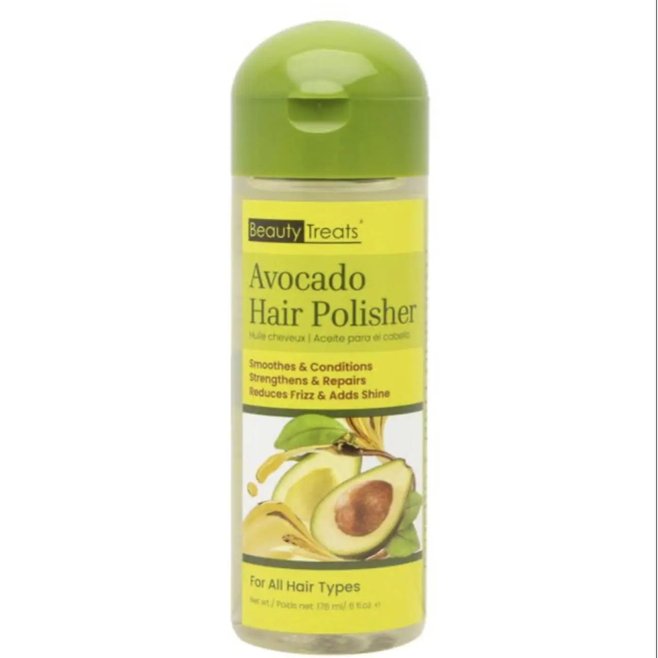 Beauty Treats Avocado Hair Polisher for All Hair Types - Smoothes Conditions Strengthens Repairs Reduces Frizz Adds Shine 170ml