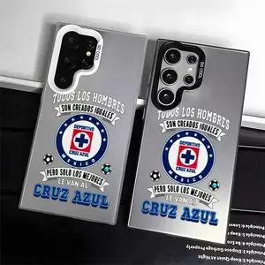 Mexican Soccer Team Cruz Azul Pattern Casing For SAMSUNG GALAXY S22 S23 S24 S25 FE PLUS ULTRA Hard TPU PET PC Black Silver Hard  Anti-Drop Protective camera protection Tough Phone Cases Shell Shockproof showcases individuality Luxury durable L1703