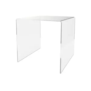 Clear Acrylic Riser Display Table 7 Inch Wide Merchandising Showcase One Piece Bench Retail Stores and Boutiques Throne Counter Tabletop Products Platform by 321 Plastics