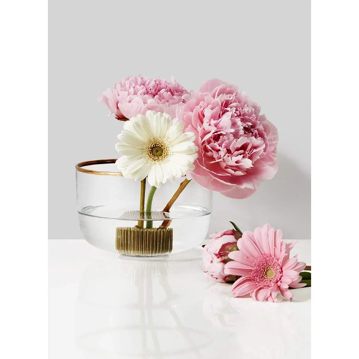 Gold Rimmed Clear Bowl-Large