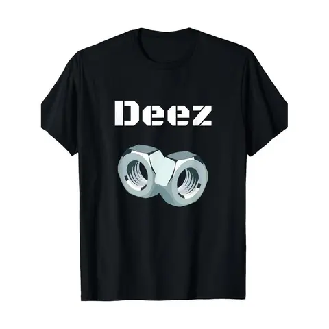 Ootd T Shirt 100% Cotton Funny "Deez Nuts" Graphic T-Shirt, Men's Casual Crew Neck Short Sleeve Tee with Geometric Design Black Streetwear