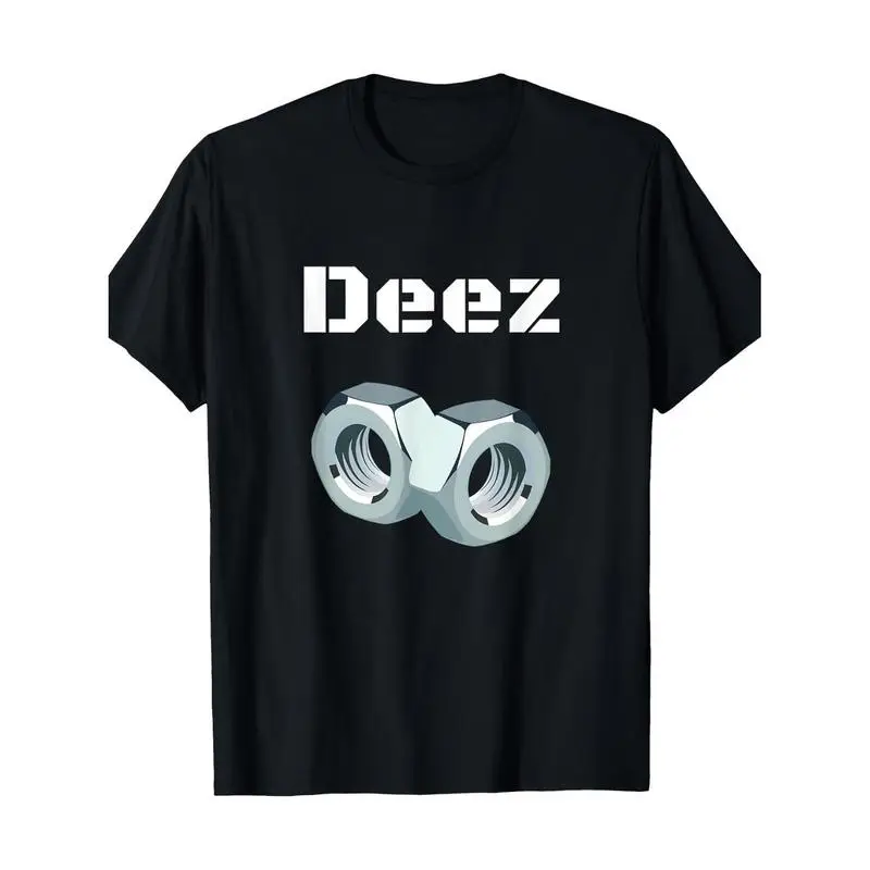 Ootd T Shirt 100% Cotton Funny "Deez Nuts" Graphic T-Shirt, Men's Casual Crew Neck Short Sleeve Tee with Geometric Design