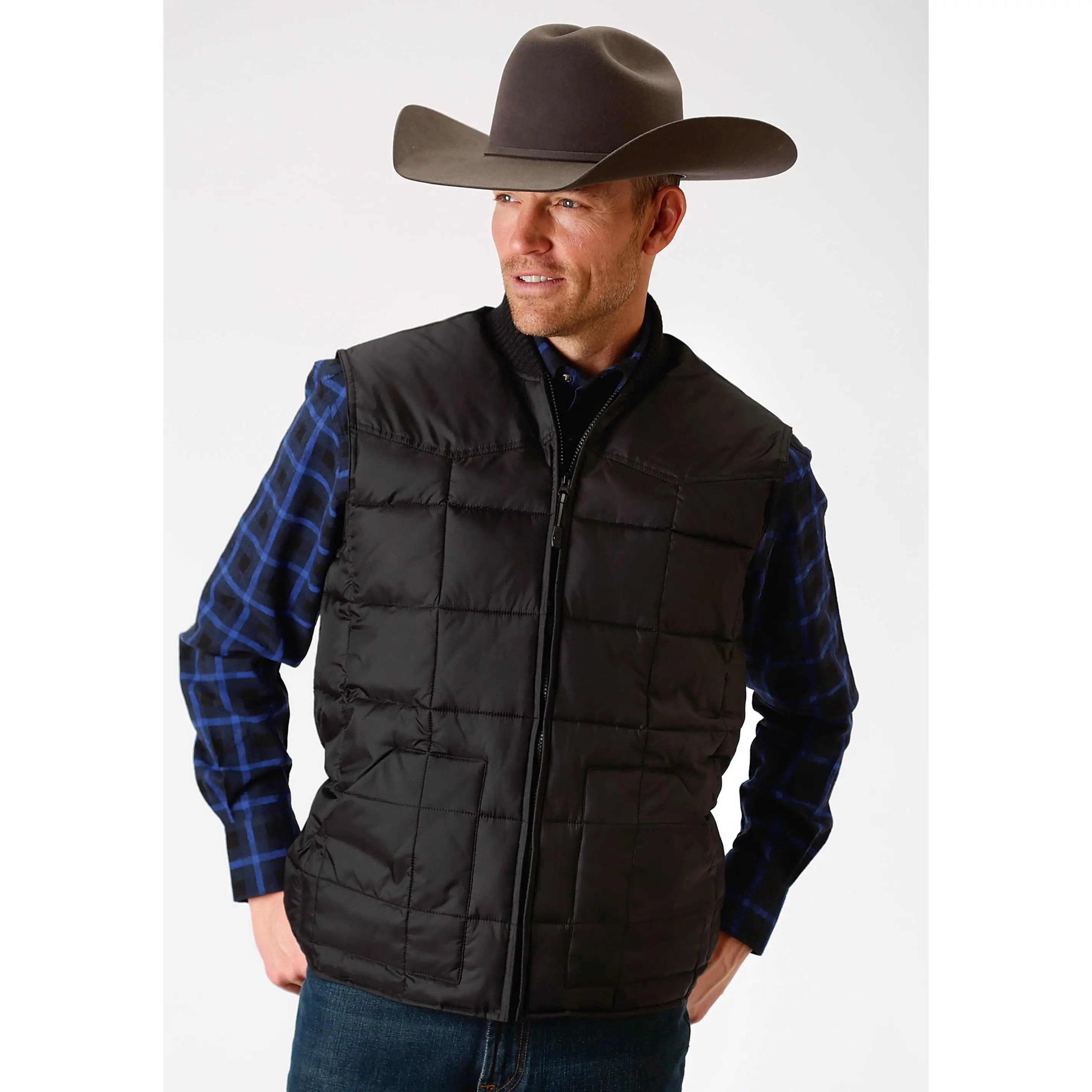 Men's Roper Black Poly Filled Western Vest