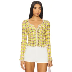 Free People x REVOLVE Elliot Smocked Top in Avocado Combo