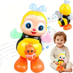 Musical Light Up Dancing Bee Baby Toy - Unisex ABS Interactive Toddler Sensory Toy with Music, LED Lights, Automatic Walking & Crawling, Early Learning Gift for 18-24 Months Kids