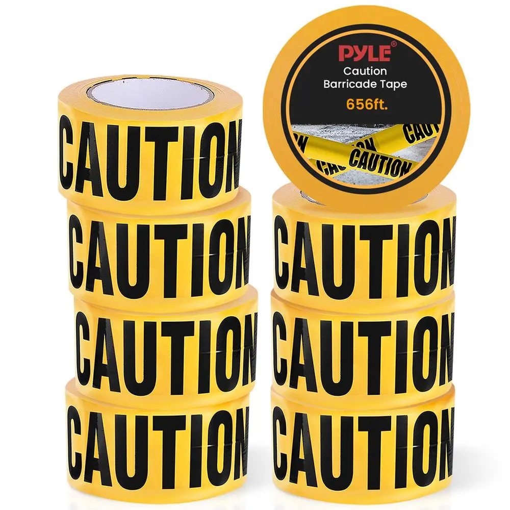 Heavy Duty Caution Tape Pack 8 - Yellow | Durable Polyethylene High Visibility Warning Tape - Waterproof, UV & Tear Resistant Safety Tape for Construction, Traffic Control, Danger Zones, Indoor & Outdoor Use