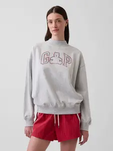 Gap Women's VintageSoft Terry Oversized Mockneck Logo Sweatshirt