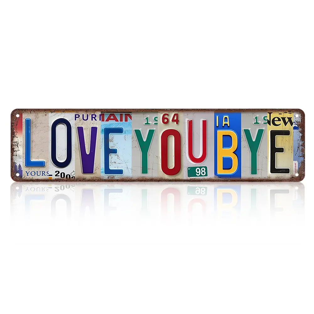 Vintage Retro Multi-State License Plate Collage Aluminum Street Sign (6x18in) - Lightweight, Casual, Novelty, Playful Rustic Distressed Wall Decor Plaque, Sarcastic Romantic Breakup Hanging Daily Room Accessory Gift for Bedroom, Weatherproof