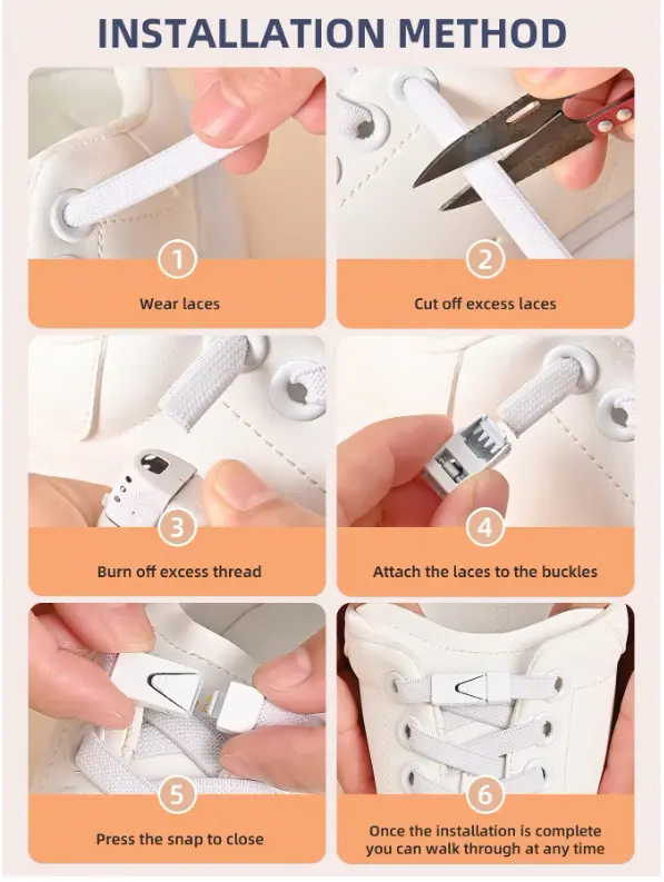 1pair Elastic No Tie Shoelaces With Switch Buckle, White Color, Suitable For Sneakers, Training Shoes And Casual Shoes,White Shoes,Basketball Shoes, Winter Gift Ideas
