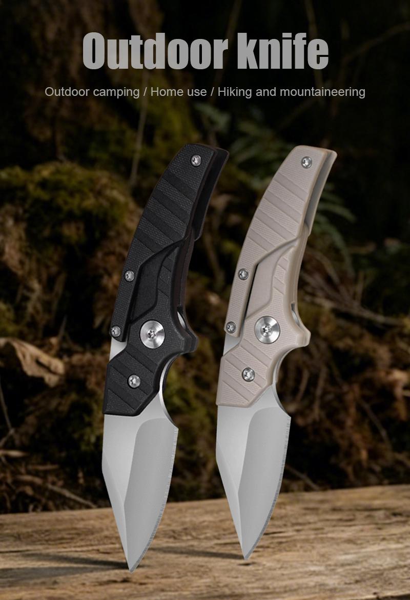 Portable EDC multifunctional tactical outdoor folding knife with two modes and a D2 blade; includes a leather sheath for everyday carry; an outdoor cutting tool designed specifically for climbing and fishing; a must-have for camping and hiking trips.