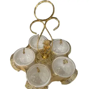 Metal Snack Plate with 5 Compartments, Medetrian Style - Candy