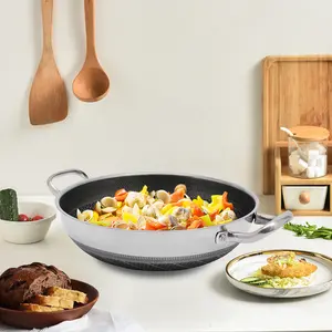 316 Stainless Steel Non Stick Frying Pan 32cm Induction Hob Compatible Gas Electric Glass Ceramic All Heat Sources Modern Silver Cookware