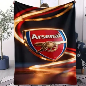 Arsenal Pattern Soft Warm Plush Blanket Throw Blanket, Ideal for Bed Sofa Car Room Decor, Perfect Gift, Single-Sided Print, 1 Piece