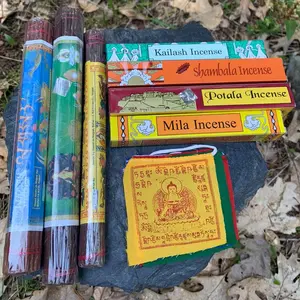 Tibetan Incense and Prayer Flag Gift Collection