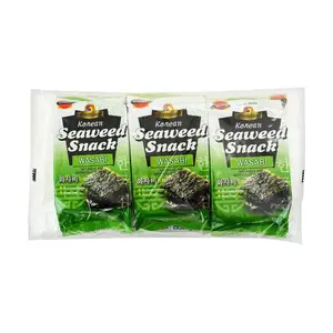 J-BASKET Korean Wasabi Seaweed Snacks - 3 Packs (15g Each) - Spicy & Savory Crispy Nori Chips J-BASKET Korean Wasabi Seaweed Snacks - 3 Packs (15g Each) - Spicy & Savory Crispy Nori Chips