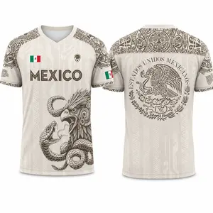 Mexico Aztec Eagle Heritage Soccer Jersey, All over Print, Fitted Casual Style for All Seasons, Unique Animal and Tribal Design, Football Jersey, Soccer Shirt, Sports Jersey