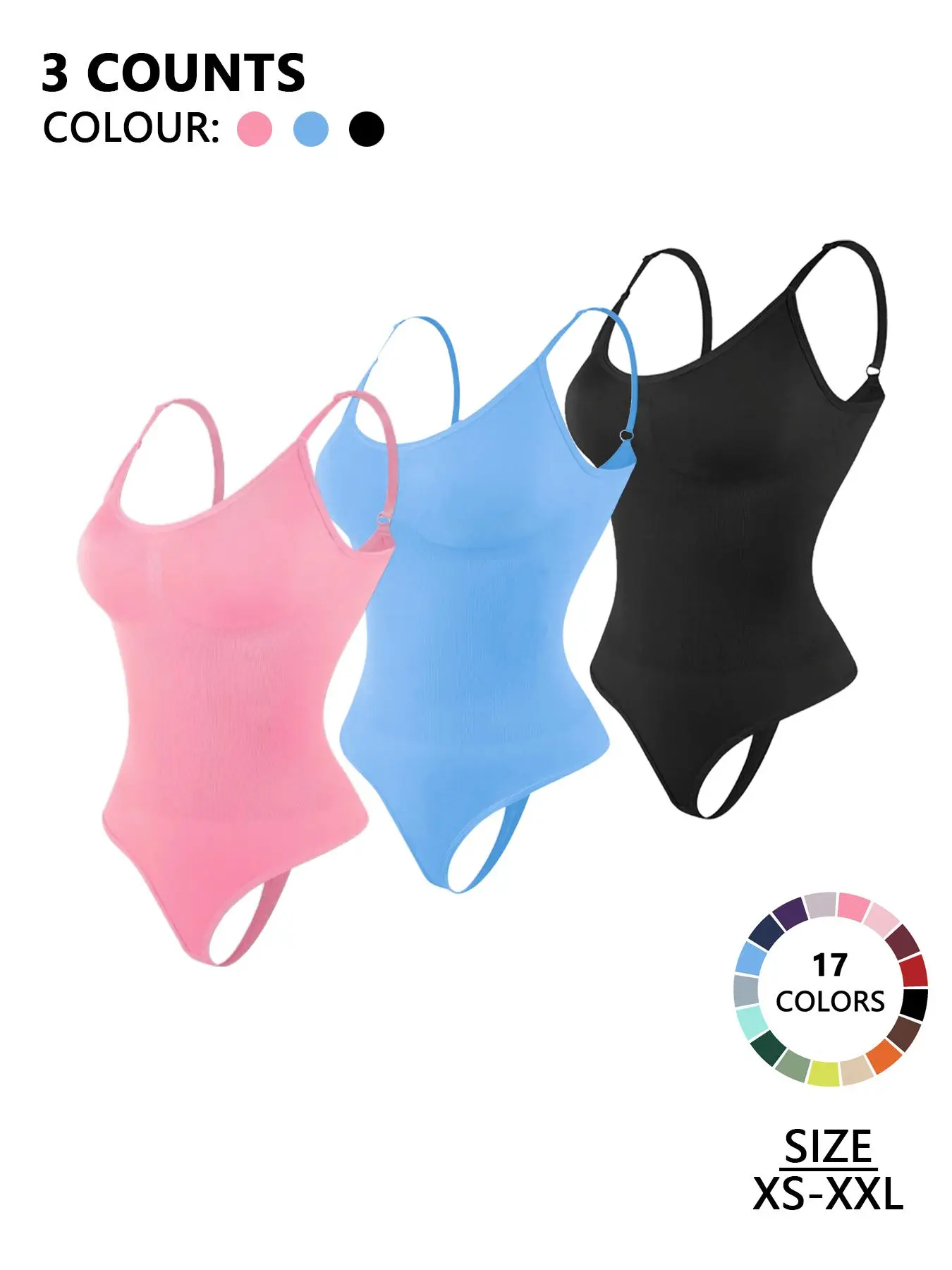 Women's Solid Color Minimalist Elastic Faja Shapewear Bodysuit Underwear, Spaghetti Strap Comfy Breathable Compression Tummy Control Butt Lifting Shaper, Ladies Shapewear for All Seasons, Womenswear, Basic
