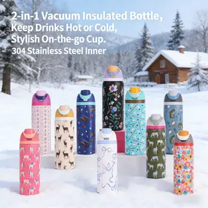 Stainless steel insulated water bottle with straw, BPA-free sports water bottle, ideal for travel, large capacity of 32 ounces, keeps hot and cold