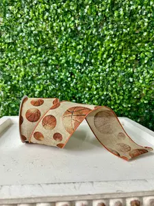 2.5 Inch By 10 Yard Vintage Basketball Ribbon