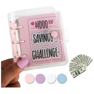Mini Money Saving Binder, $1000 Saving Books, Affordable Product with Simple Design & Convenient Storage with Envelope for Financial Planning
