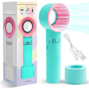 Portable USB Rechargeable Mini Fan Eyelash Fan Dryer Bladeless Handheld for Eyelash Extension, Air Conditioning Blower for Essential Eyelash Extension Supplies (Blue 02)